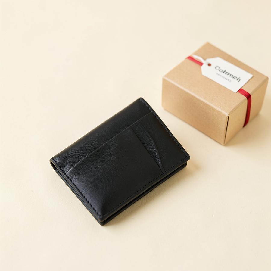 Slim leather card holder
