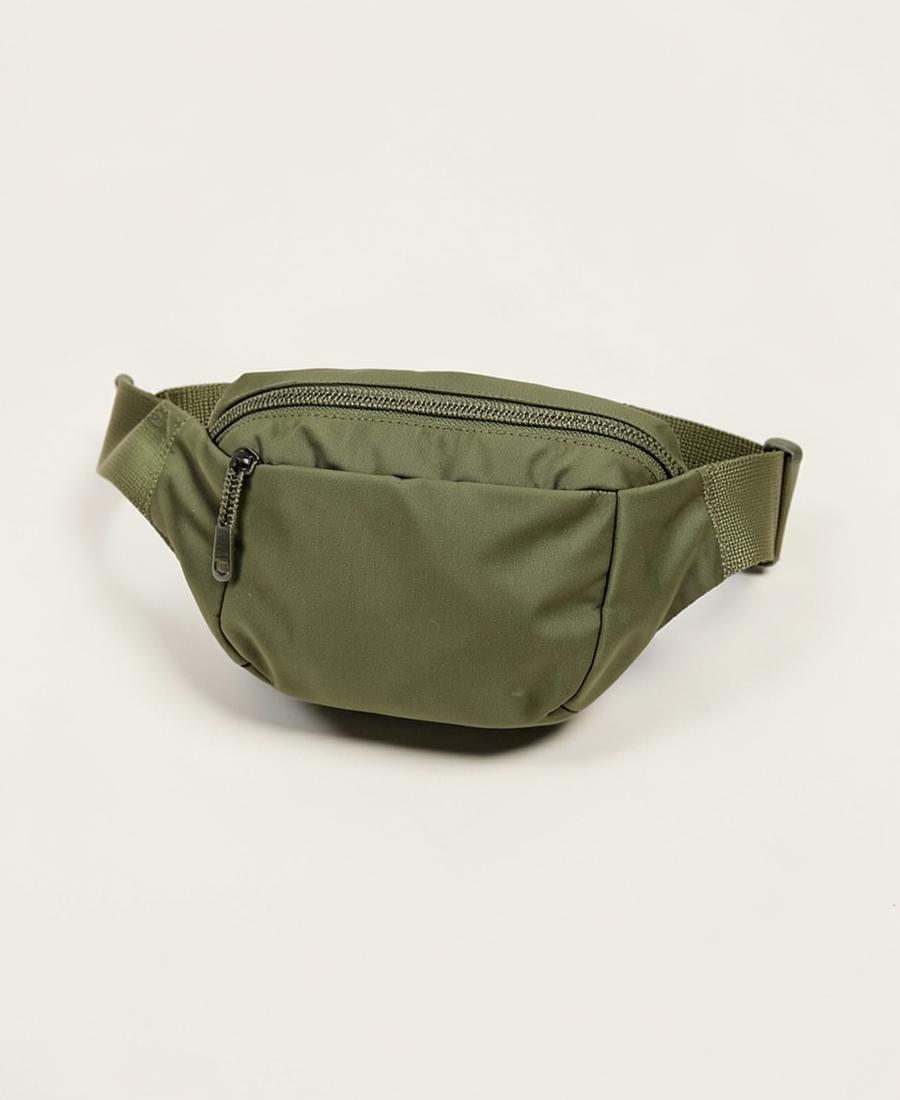Olive nylon sling belt bag